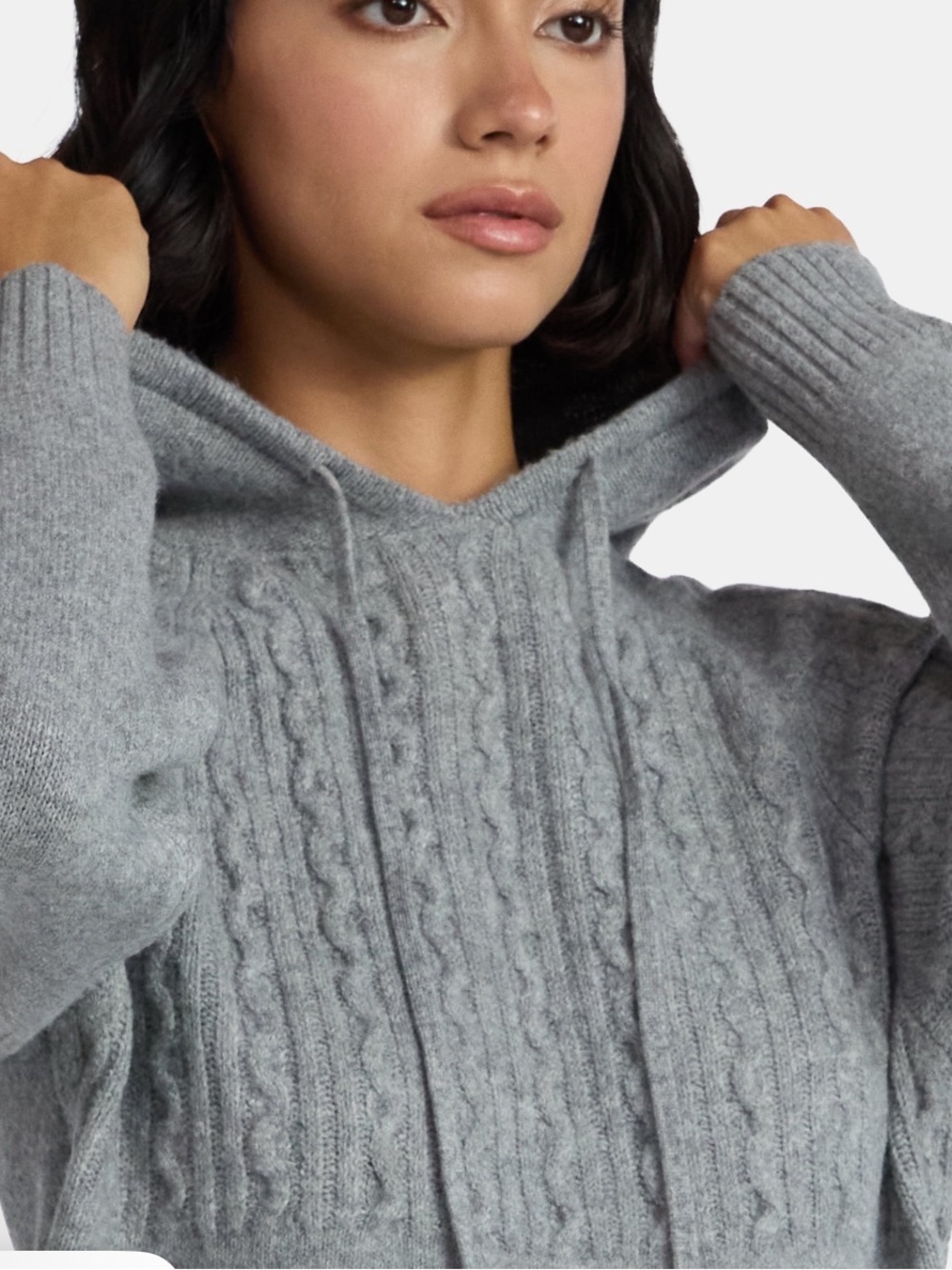 Garage Gray Cable-Knit Hooded Turtleneck Sweater! M/L